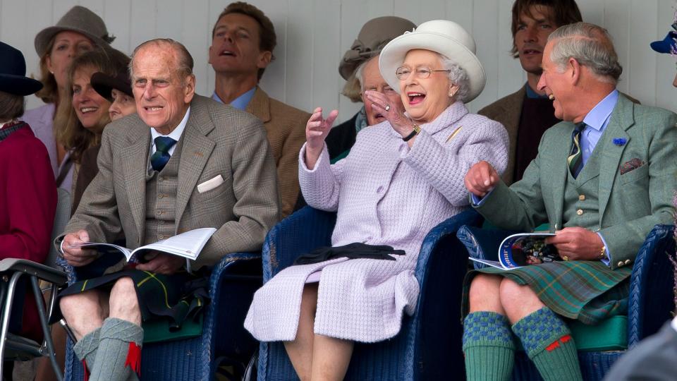 Prince Philip, Queen Elizabeth and King Charles at the Braemar Highland Games