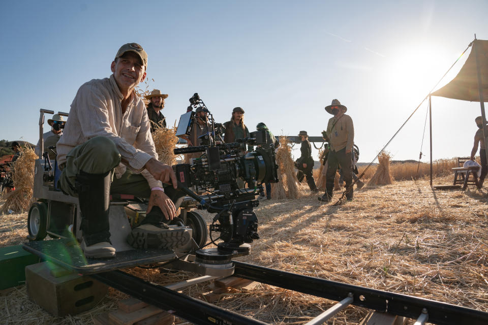 Director/writer/producer Zack Snyder on the set of Rebel Moon (Clay Enos/Netflix)