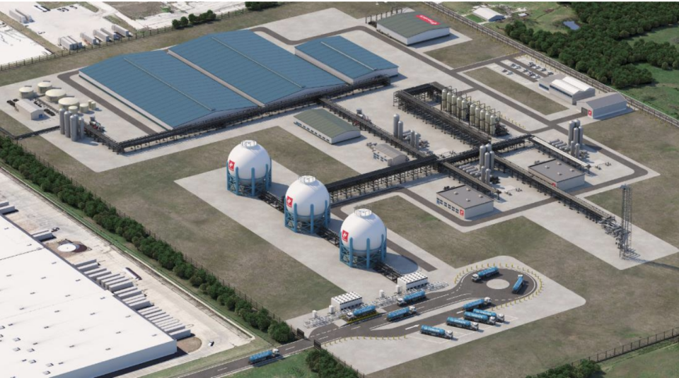 A conceptual image of the proposed H2OK facility in Ardmore. H2OK is subject to project approvals, regulatory approvals, commercial agreements and market demand.