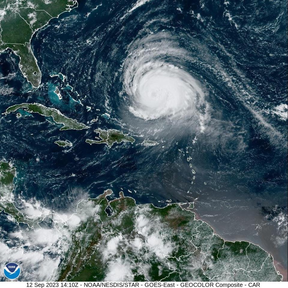 Satellite view of Hurricane Lee 11 a.m. Sept. 12, 2023.