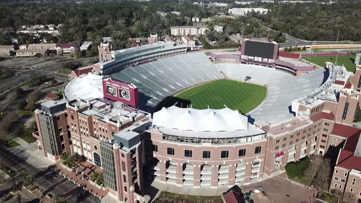 The Doak Campbell Stadium at Florida State University ((Sky Angel Drones - YouTube https://www.youtube.com/watch?v=tqEKMX17W7g))