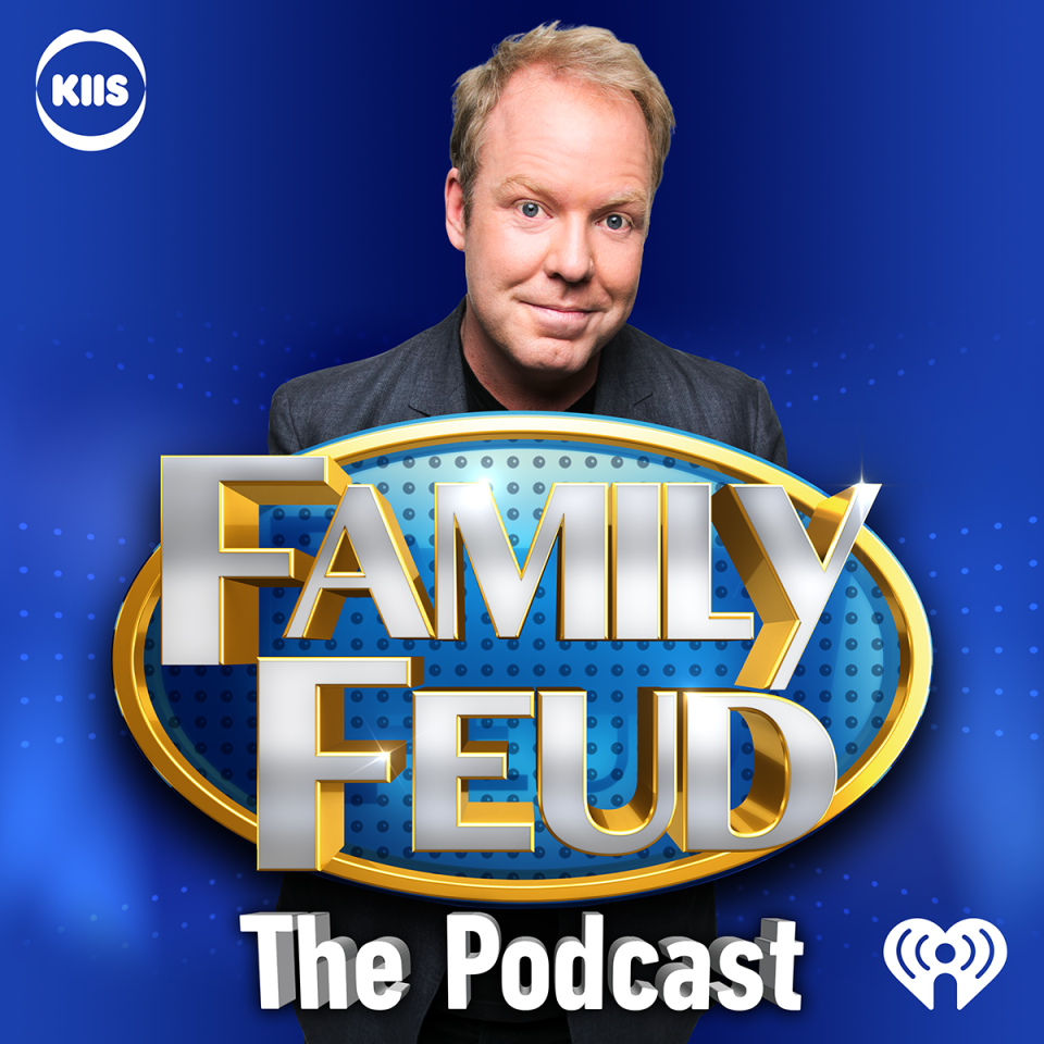 Peter Helliar featured on the podcast artwork for Family Feud The Podcast.