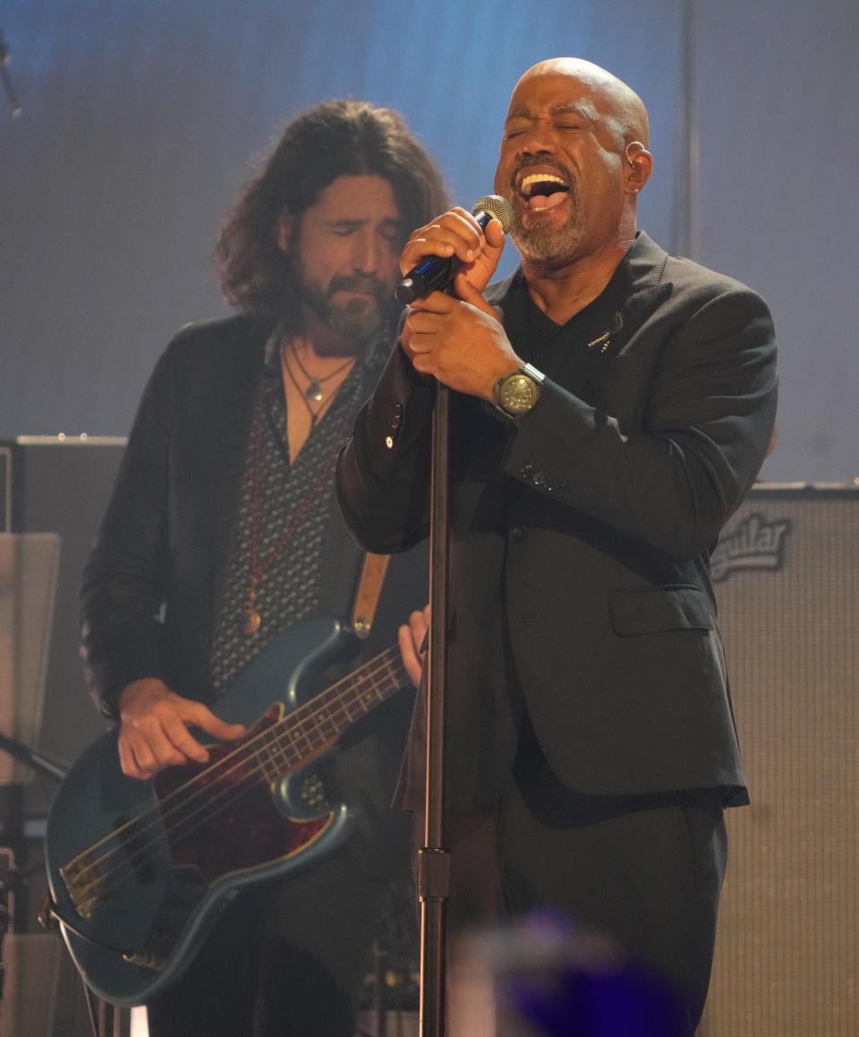 Darius Rucker performs with the Black Crowes at the CMT Music Awards at the Moody Center on Sunday April 2, 2023.