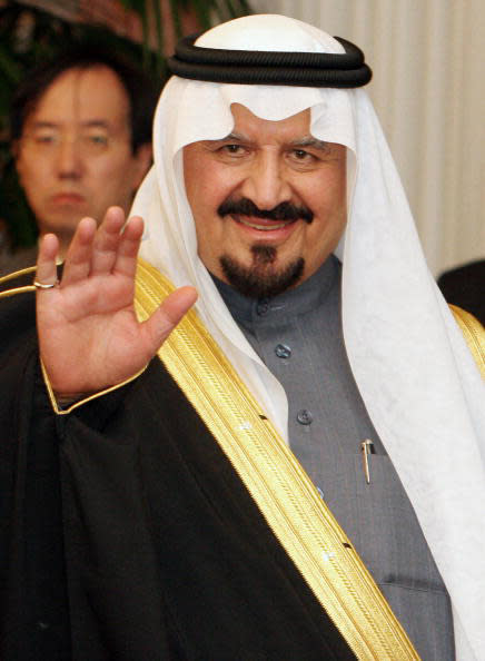 Saudi Arabia's Crown Prince Sultan Bin Abdulaziz Al-Saud - December 30, 1929 –October 22, 2011. (Photo by FRANCK ROBICHON/AFP/Getty Images)