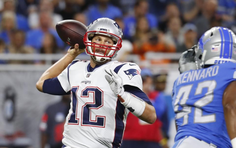 Tom Brady's wideouts are having a hard time getting the passing game in high gear. (AP)