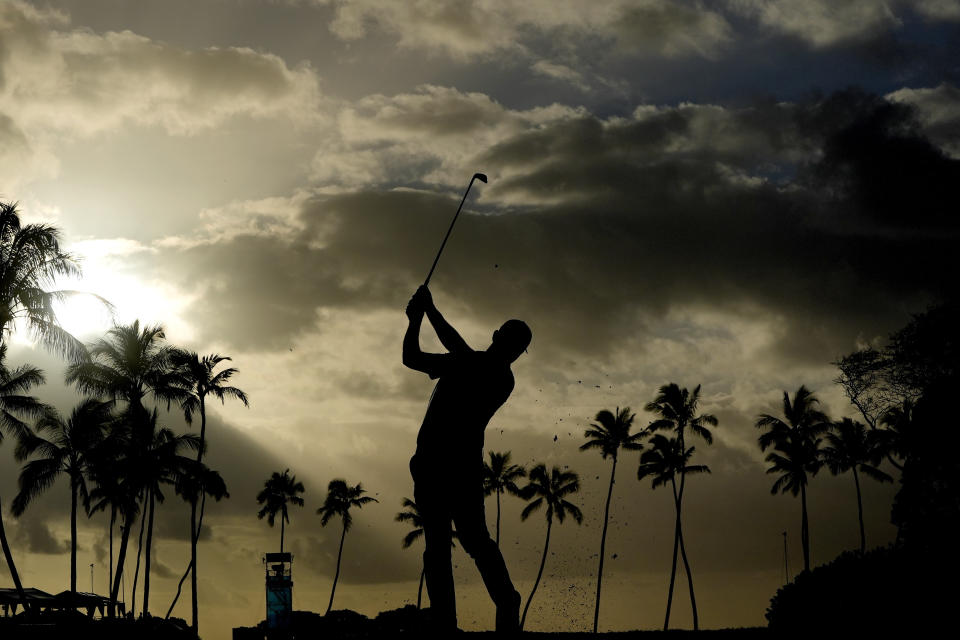 Gary Woodland hits from 11th tee during the first round of the Sony Open golf event, Thursday, Jan. 11, 2024, at Waialae Country Club in Honolulu. (AP Photo/Matt York)