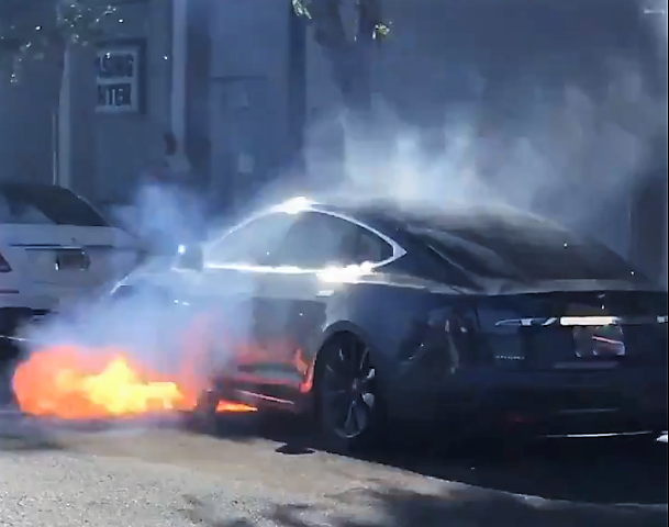 Tesla belonging to husband of US actor Mary McCormack catches fire in street