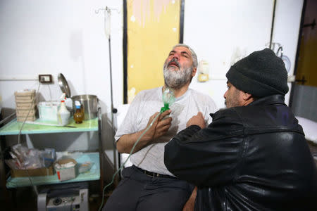 A man is seen at a medical centre in Douma, Eastern Ghouta in Damascus, Syria January 22, 2018. REUTERS/Bassam Khabieh