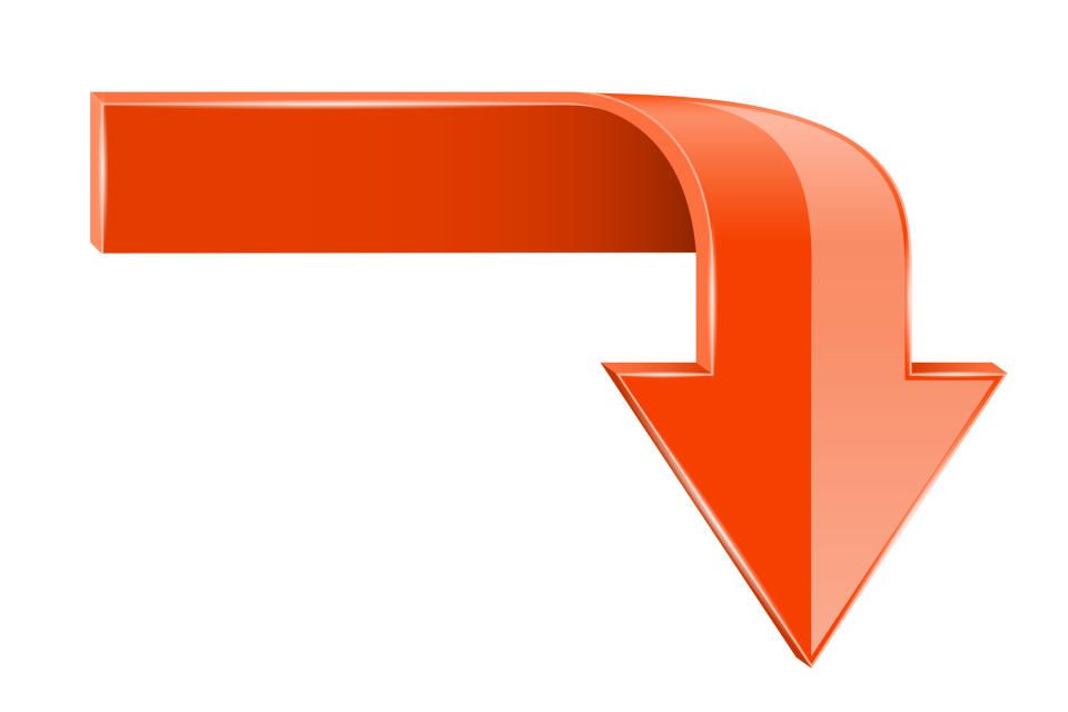 Two-colored orange arrow pointing down.