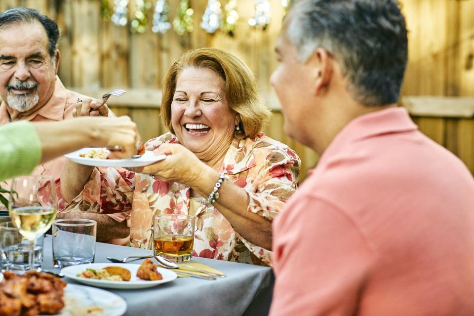 <p>You might think that you're doing your body a favor when you skip breakfast, lunch, or dinner, but the opposite is actually true. <a href="https://www.piedmont.org/living-better/what-happens-to-the-body-when-you-skip-meals" rel="nofollow noopener" target="_blank" data-ylk="slk:When you skip a meal;elm:context_link;itc:0;sec:content-canvas" class="link ">When you skip a meal</a> or go a long time without eating, your body goes into survival mode, which can cause your metabolism to slow down (the opposite of what you want) and lead to feelings of fatigue and irritation. That can also mean that when you do decide to eat, you're so hungry that you eat everything in sight. </p><p>Instead of skipping meals, try having a few small meals throughout the day, one every two-three hours. Make sure each meal is full of vegetables, fiber, and protein to keep you full. </p>