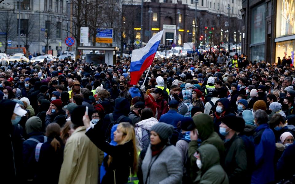 Thousands rallied in Alexei Navalny's support in Moscow last week - Sefa Karacan/Anadolu Agency
