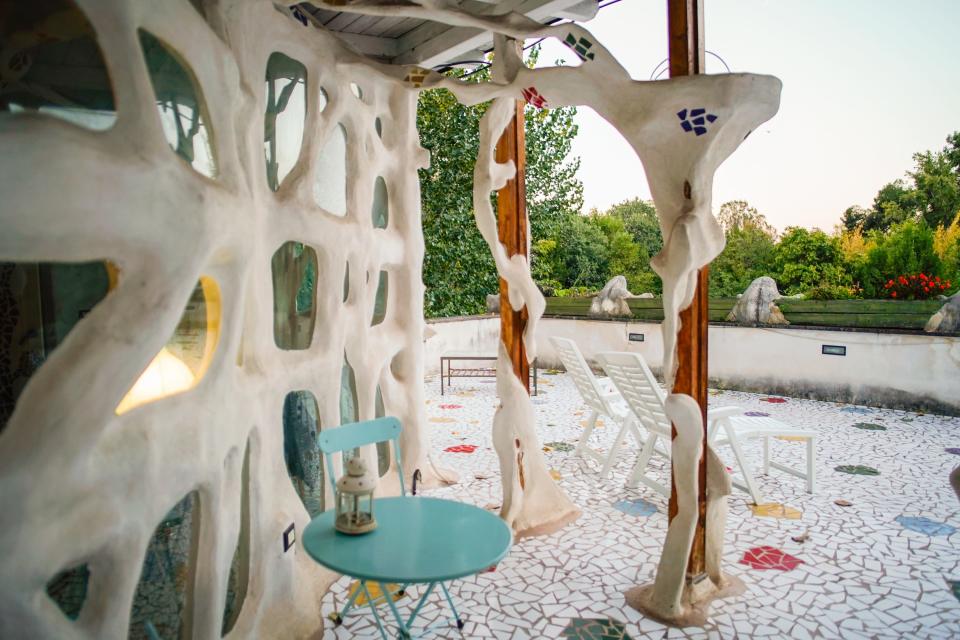 The outside of the author's livable sculpture Airbnb in Rome