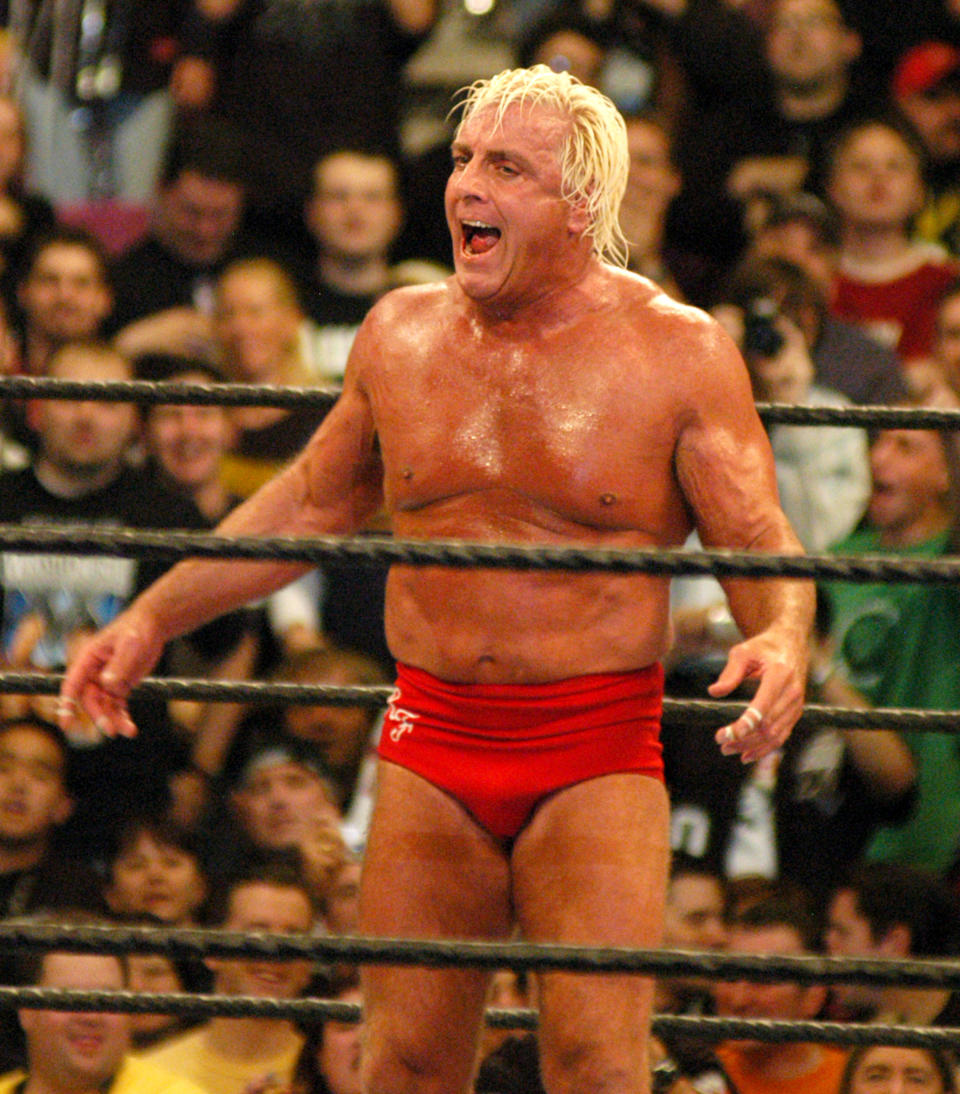 <p>Ric Flair during Wrestle Mania XX at Madison Square Garden in New York City, New York, United States. (Photo by Djamilla Rosa Cochran/WireImage) </p>