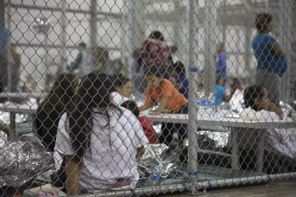 Unauthorized immigrants detained at a center in McAllen, Texas,&nbsp;in a photo provided by&nbsp;U.S. Customs and Border Protection. A top Mexican official said a girl with Down syndrome was being held there. (Photo: U.S. Customs and Border Protection via Getty Images)