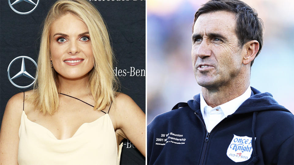 Andrew Johns and Erin Molan, pictured here on Channel Nine.