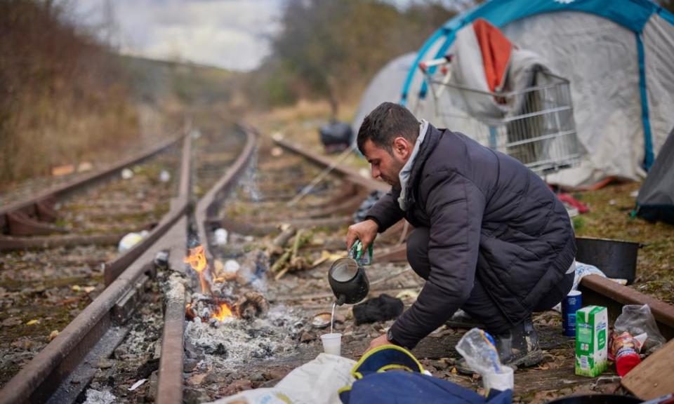 The camp is beside a disused railway line.