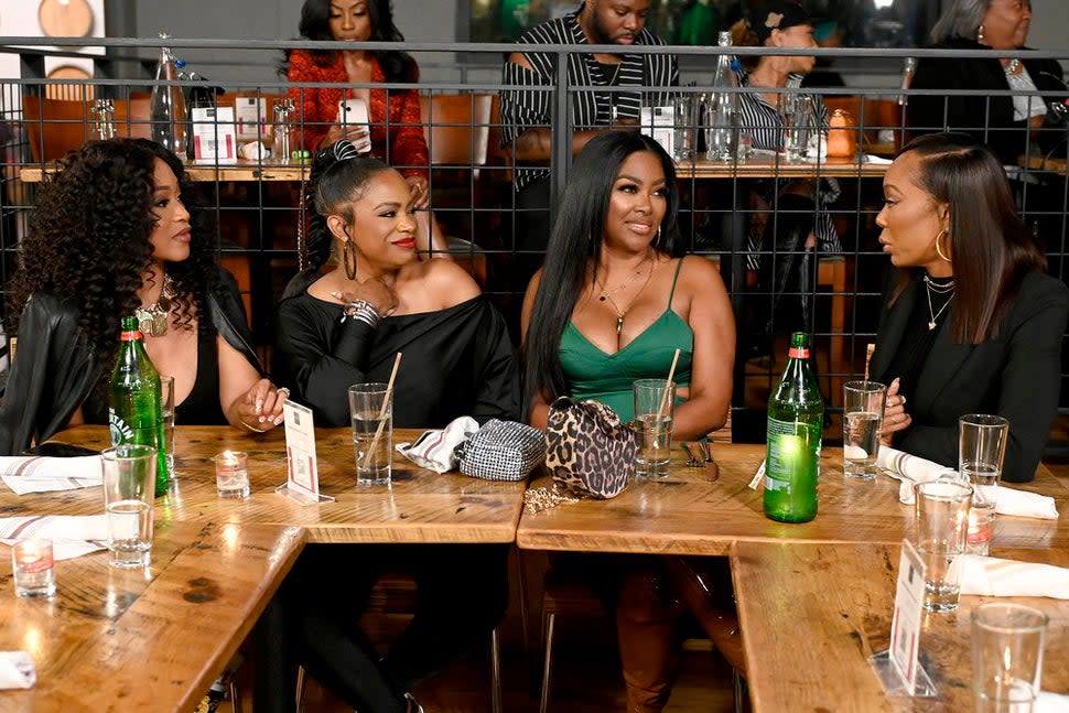 Monyetta Shaw, Kandi Burruss, Kenya Moore and Sanya Richards-Ross film season 15 of The Real Housewives of Atlanta