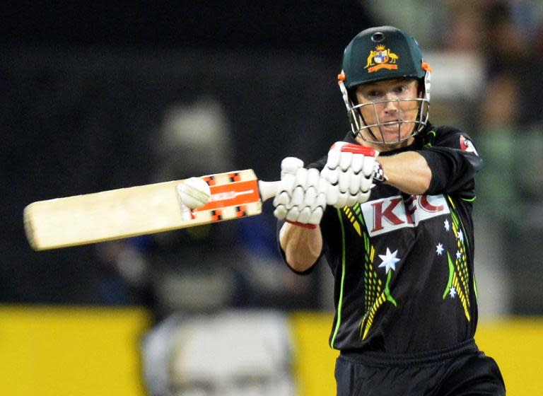 Australia's George Bailey plays a shot against England during a Twenty20 cricket match in Melbourne, on January 31, 2014