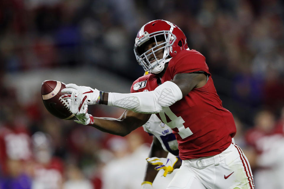 Alabama WR Jerry Jeudy uncharacteristically had three drops against LSU last week. (Photo by Kevin C. Cox/Getty Images)