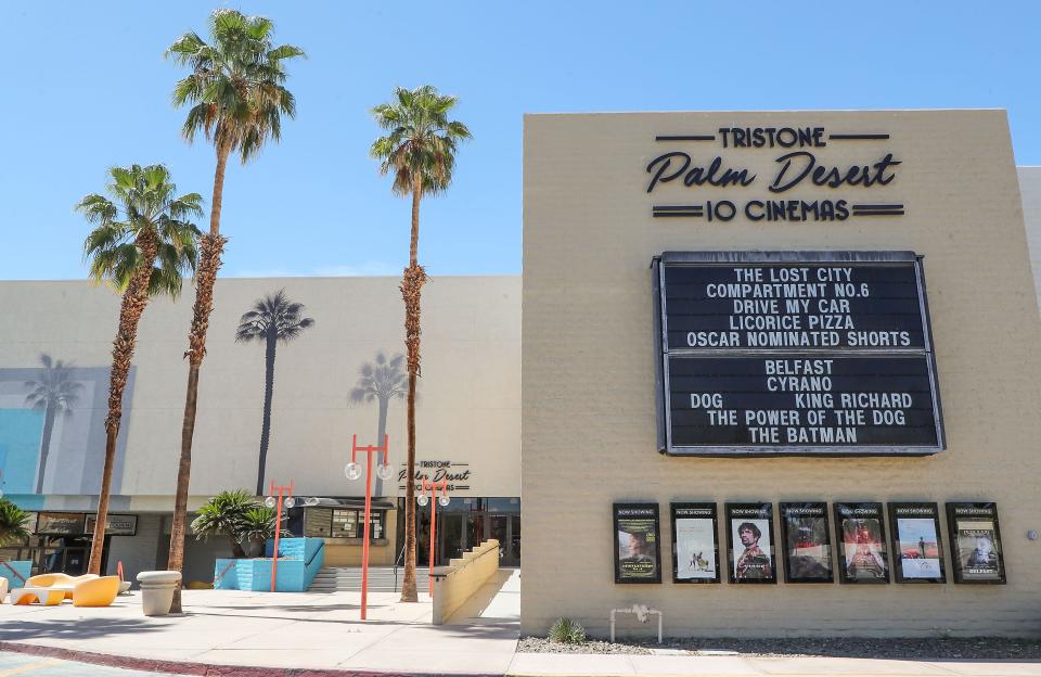 The Tristone Palm Desert 10 Cinemas at The Shops at Palm Desert mall in Palm Desert, Calif., March 29, 2022.