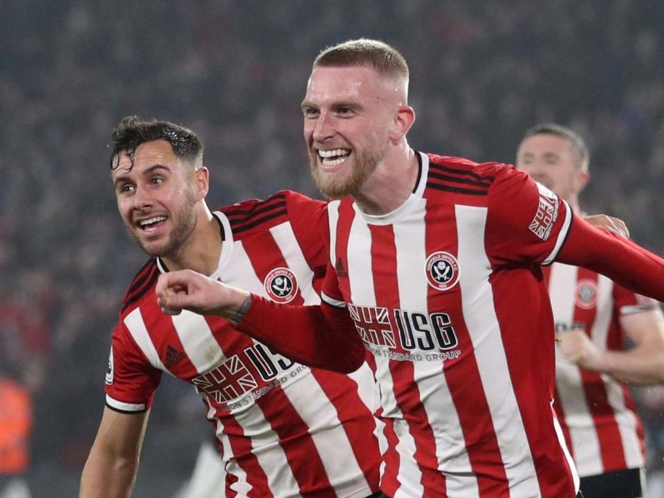 McBurnie celebrates equalising for Sheffield United: Reuters