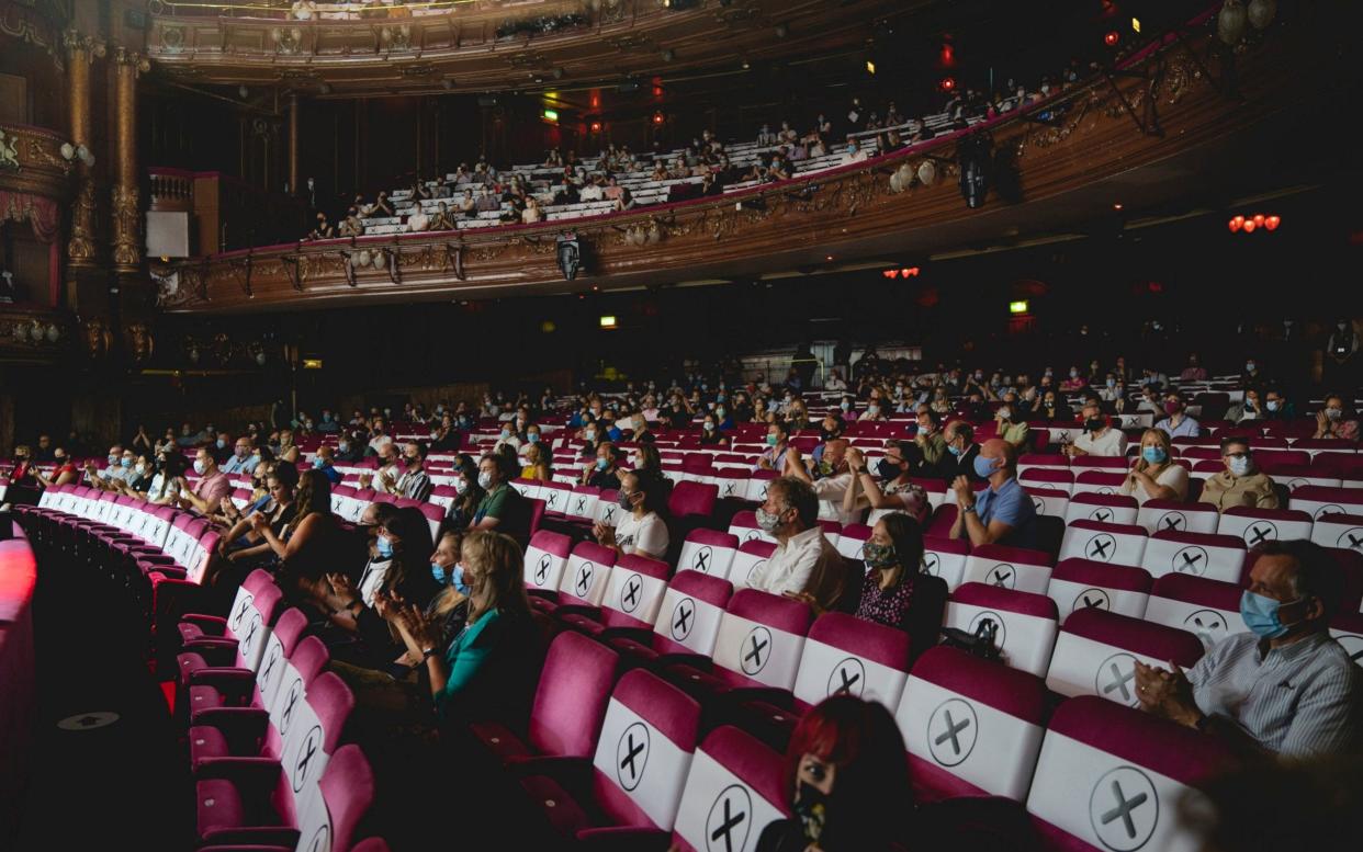 A London Palladium pilot performance with seats blocked for social distancing - Andy Paradise/PA