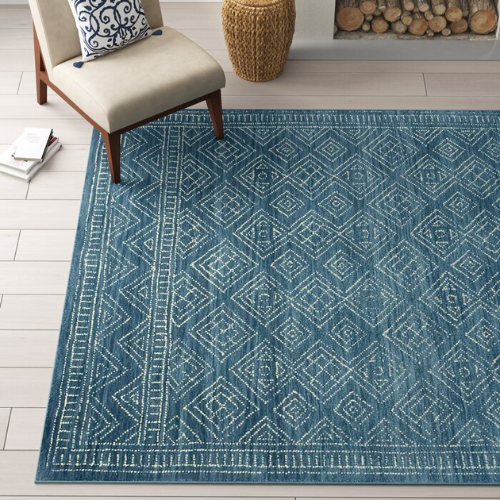 Kory Geometric Handmade Azule Area Rug