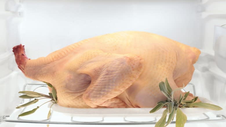 turkey uncovered in the fridge