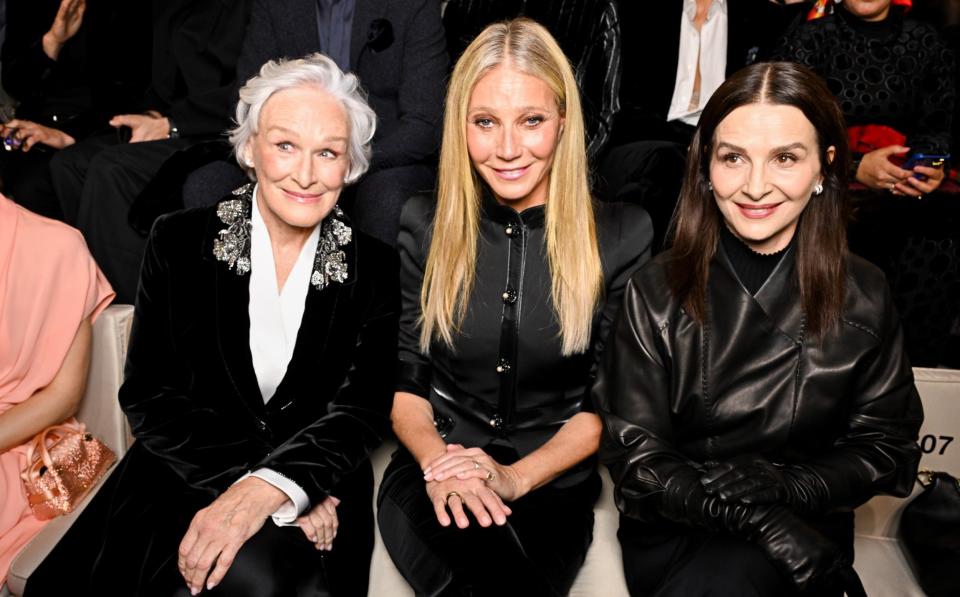 Glenn Close, Gwyneth Paltrow and Juliette Binoche attend the Giorgio Armani show in Paris, Jan 23