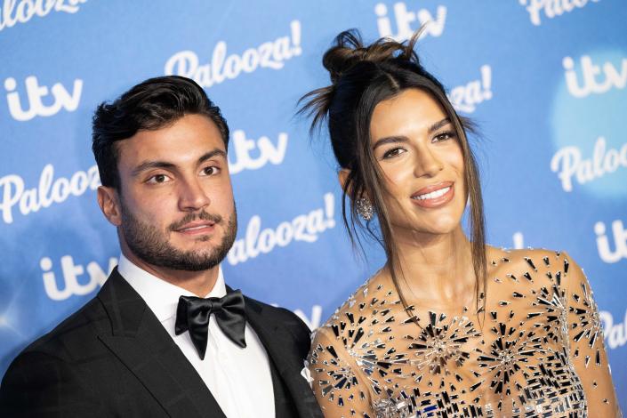 LONDON, ENGLAND - NOVEMBER 15: (L-R) Davide Sanclimenti and Ekin-Su Culculogiu attend the ITV Palooza 2022 on November 15, 2022 in London, England. (Photo by Jeff Spicer/Getty Images)