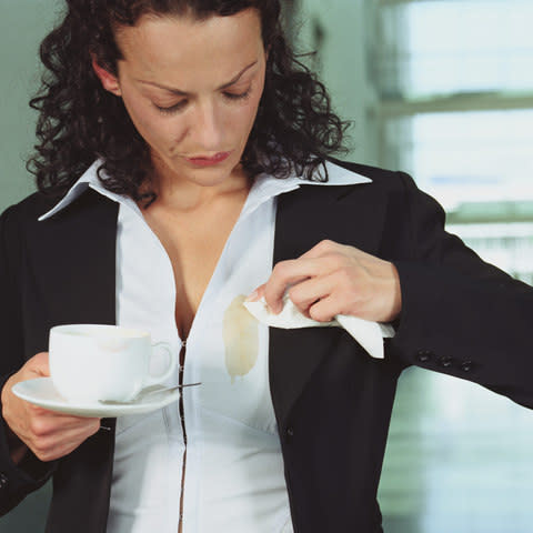 That moment when you’ve spilled coffee down your directional blouse and you have a presentation in 10 minutes - Credit: Getty Images