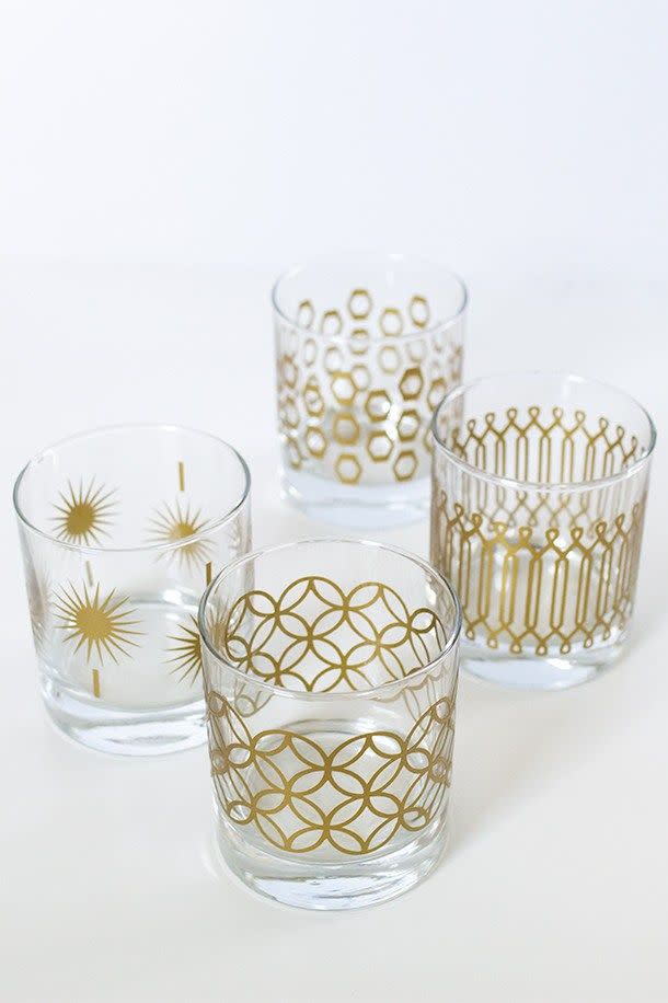 Metallic Print Glassware