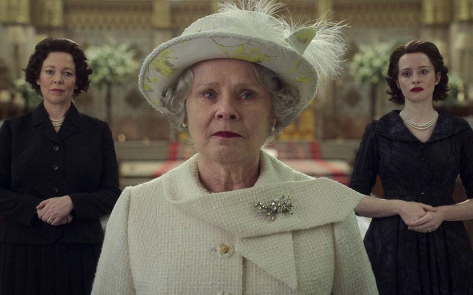 All three iterations of the Queen appear in the finale of the show: Olivia Colman, Imelda Staunton and Claire Foy