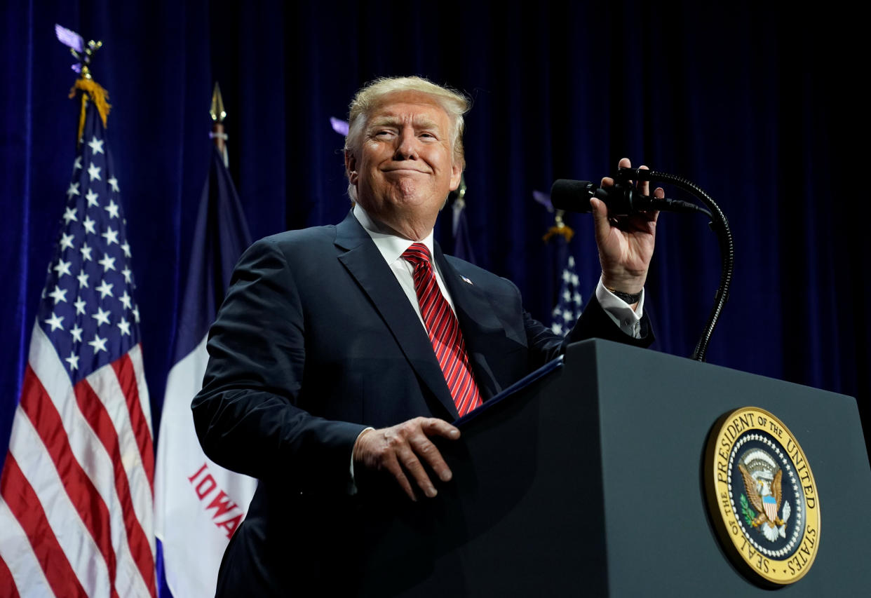 President Donald Trump&rsquo;s appearances at fundraisers like this one in Des Moines, Iowa, have helped him build a substantial campaign war chest.&nbsp; (Photo: Kevin Lamarque / Reuters)