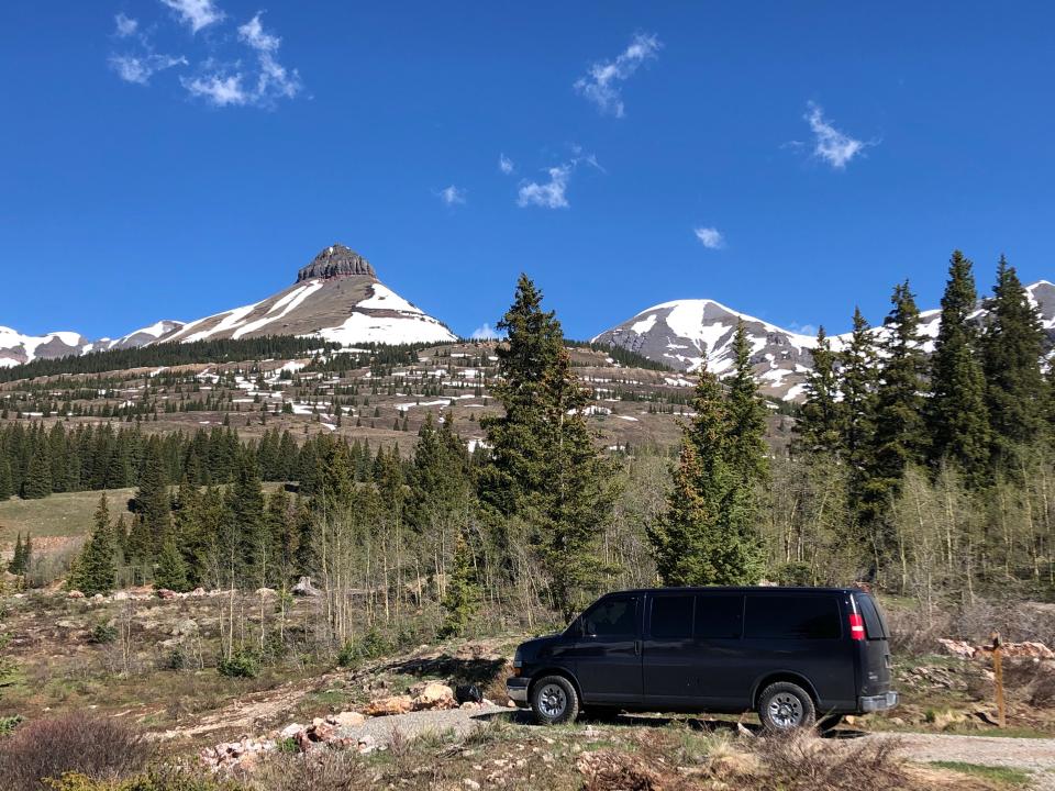 Our van in Colorado's San Juan National Forest.