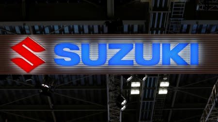 The logo of Suzuki Motor Corp. is pictured at the 45th Tokyo Motor Show in Tokyo, Japan October 25, 2017. Picture taken October 25, 2017.  REUTERS/Toru Hanai