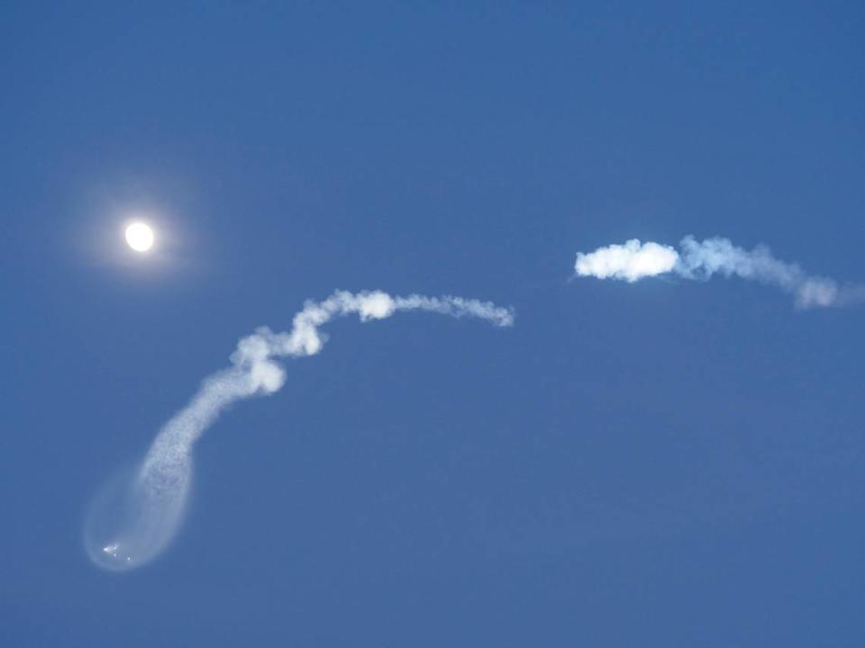 A view of the SpaceX rocket launch June 18, 2024, from Platino Lane in Arroyo Grande.