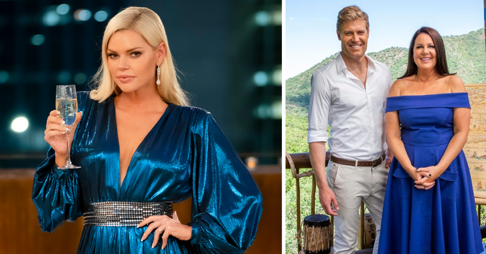 Sophie Monk and I’m A Celebrity hosts Chris Brown and Julia Morris.