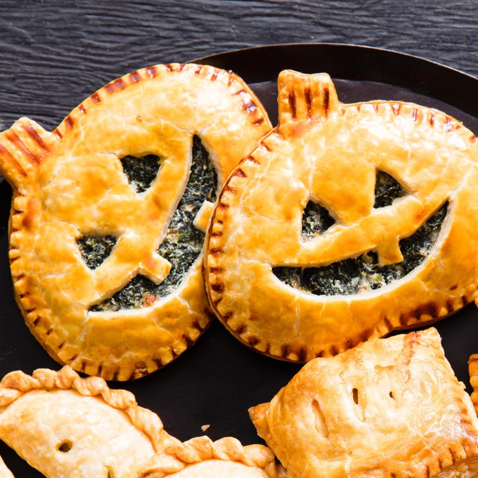 Spinach Jack-O'-Lantern Hand Pies