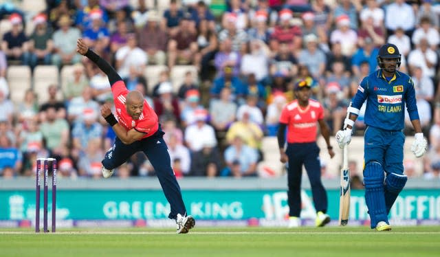 Tymal Mills in action for England back in 2016 