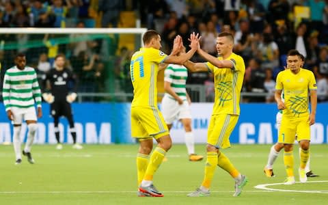 Dmitri Shomko celebrates after Celtic - Credit: REUTERS