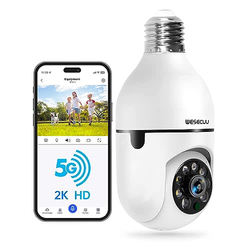 WESECUU Light Bulb Security Camera -5G& 2.4GHz WiFi 2K Security Cameras Wireless Outdoor Motion…