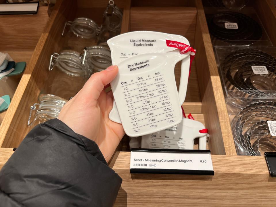 Measuring cup decorations at Crate and Barrel.