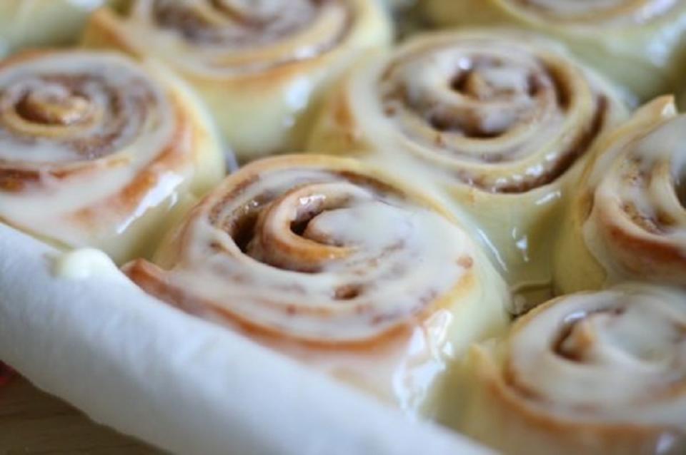 <p>Lauren's Latest</p><p>Chewy, soft, pillowy and made from scratch with that perfect signature cream cheese icing, you’ll never need another Cinnamon Roll Recipe again! </p><p><strong>Get the recipe: </strong><a href="https://laurenslatest.com/my-cinnabon-cinnamon-rolls/" rel="nofollow noopener" target="_blank" data-ylk="slk:The Best Homemade Cinnamon Rolls;elm:context_link;itc:0;sec:content-canvas" class="link ">The Best Homemade Cinnamon Rolls</a></p>