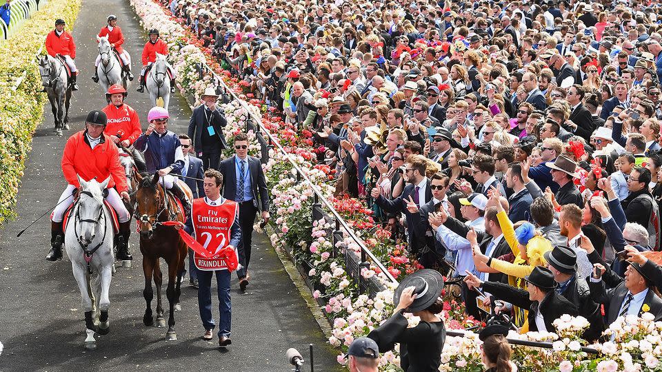 Brown laps up the attention after his impressive win. Pic: Getty