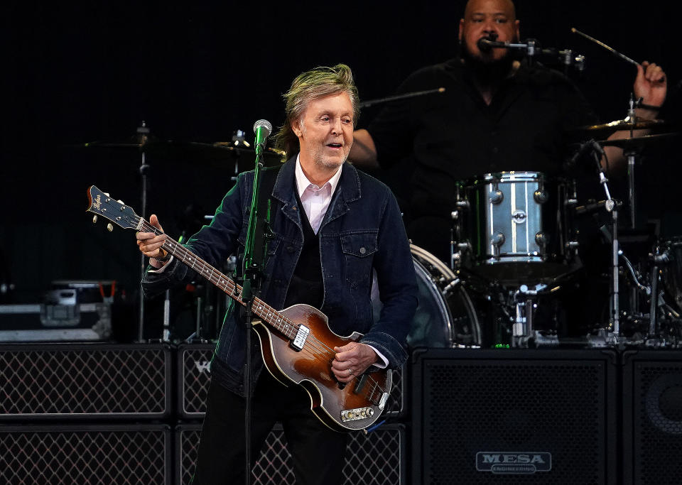 Boston, MA - June 7: Paul McCartney in concert at Fenway Park in Boston on June 7, 2022. (Photo by Barry Chin/The Boston Globe via Getty Images)