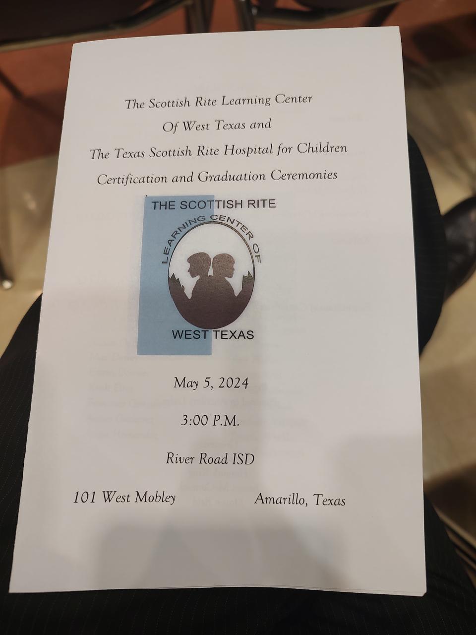 The Scottish Rite Learning Center of West Texas in Amarillo hosted its annual graduation of its students and teachers May 5 at River Road High School.