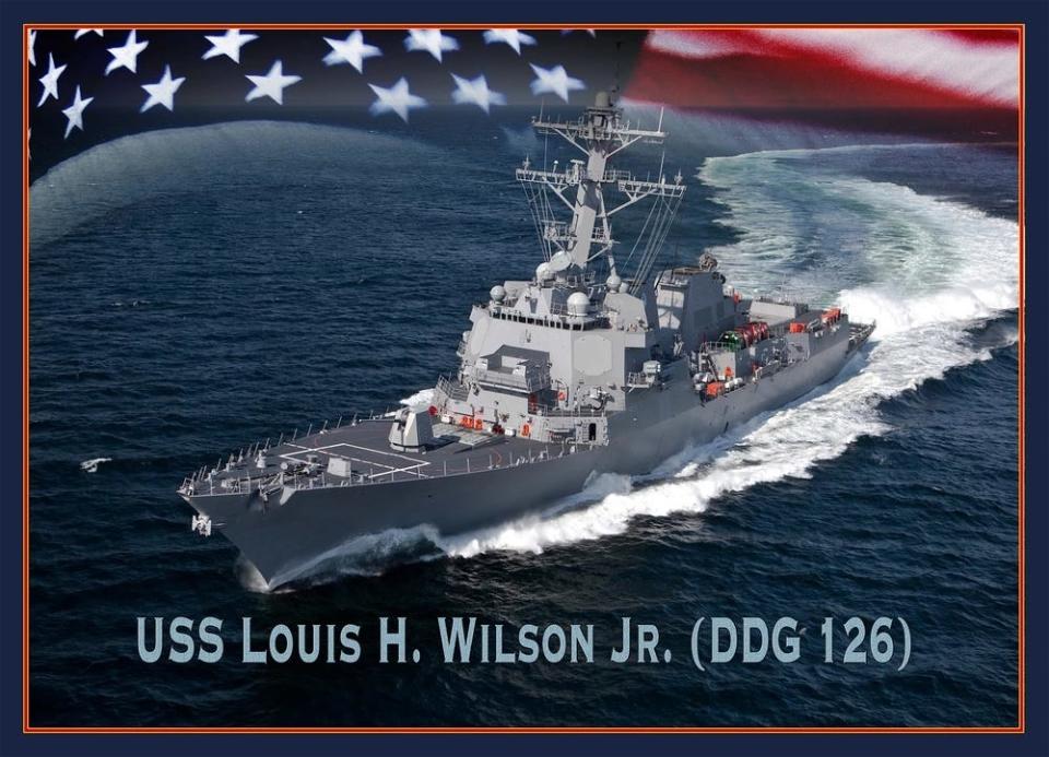 A graphic representation of the future USS Louis H. Wilson Jr. (DDG 126).