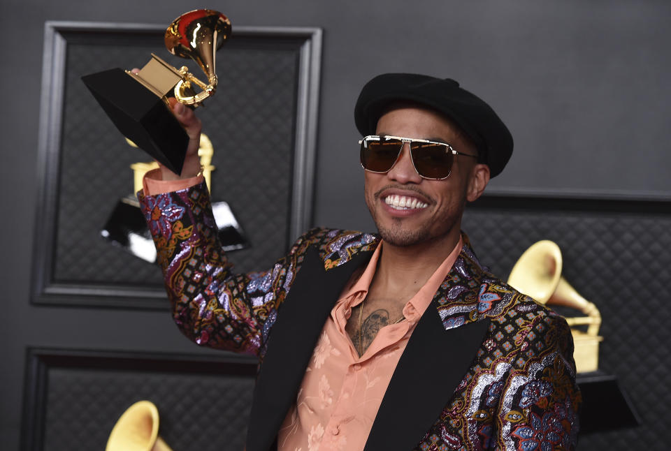 <p>Il rapper Anderson Paak ha vinto il Grammy per la Best Melodic Rap Performance con il brano "Lockdown". (Photo by Jordan Strauss/Invision/AP)</p> 