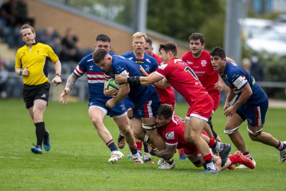 Action from a Doncaster Knights v Jersey Reds clash in the Championship at Castle Park, Doncaster, back in 2021. (Picture: Tony Johnson)